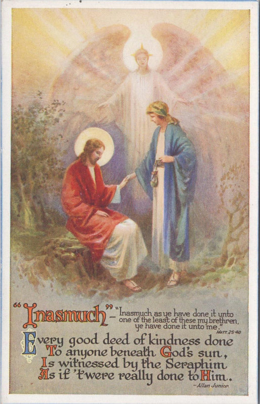 Literature Postcard - Poem "Inasmuch" by The Scottish Poet Allan Junior XT913