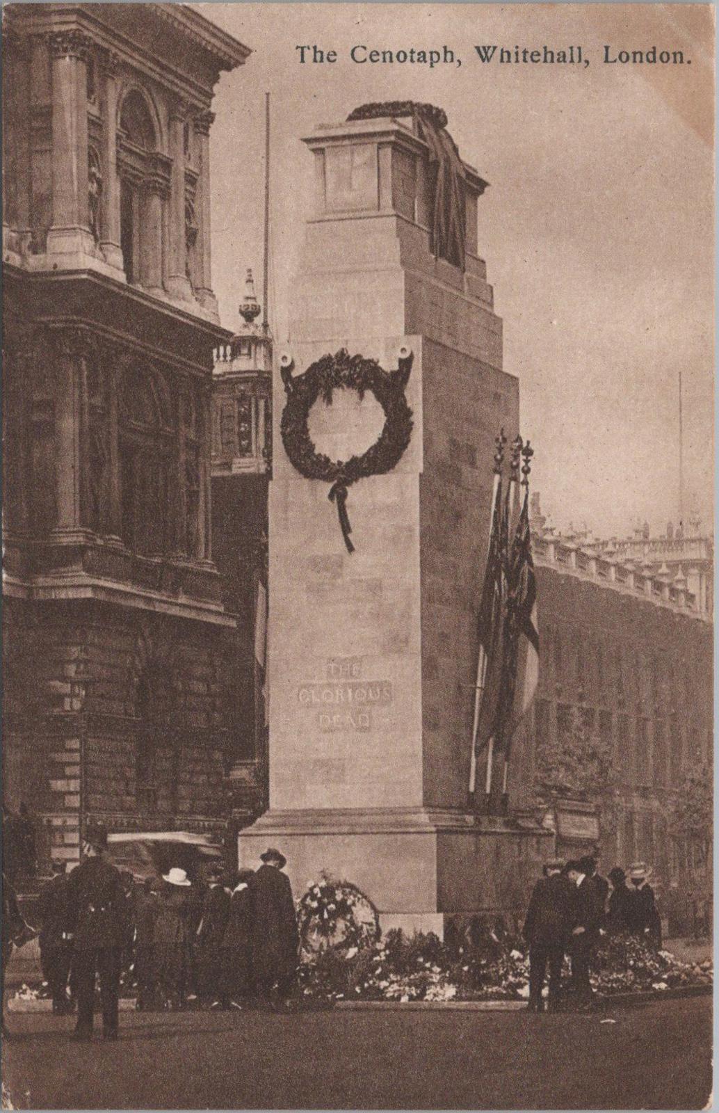 London Postcard - The Cenotaph, Whitehall WW1 War Memorial c1920s - XT934