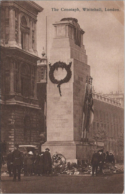 London Postcard - The Cenotaph, Whitehall WW1 War Memorial c1920s - XT934