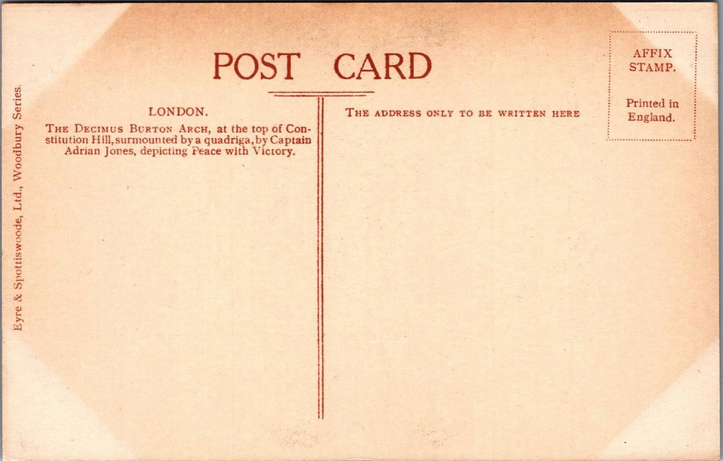 London Postcard - Triumphal Arch, Constitution Hill  X940