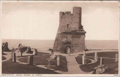 Wales Postcard - Aberystwyth Druid Stones and Castle, Cardiganshire   XT793