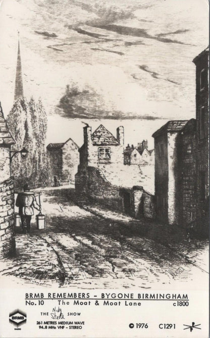 Warwickshire Postcard - Bygone Birmingham, The Moat and Moat Lane c1800 - XT814