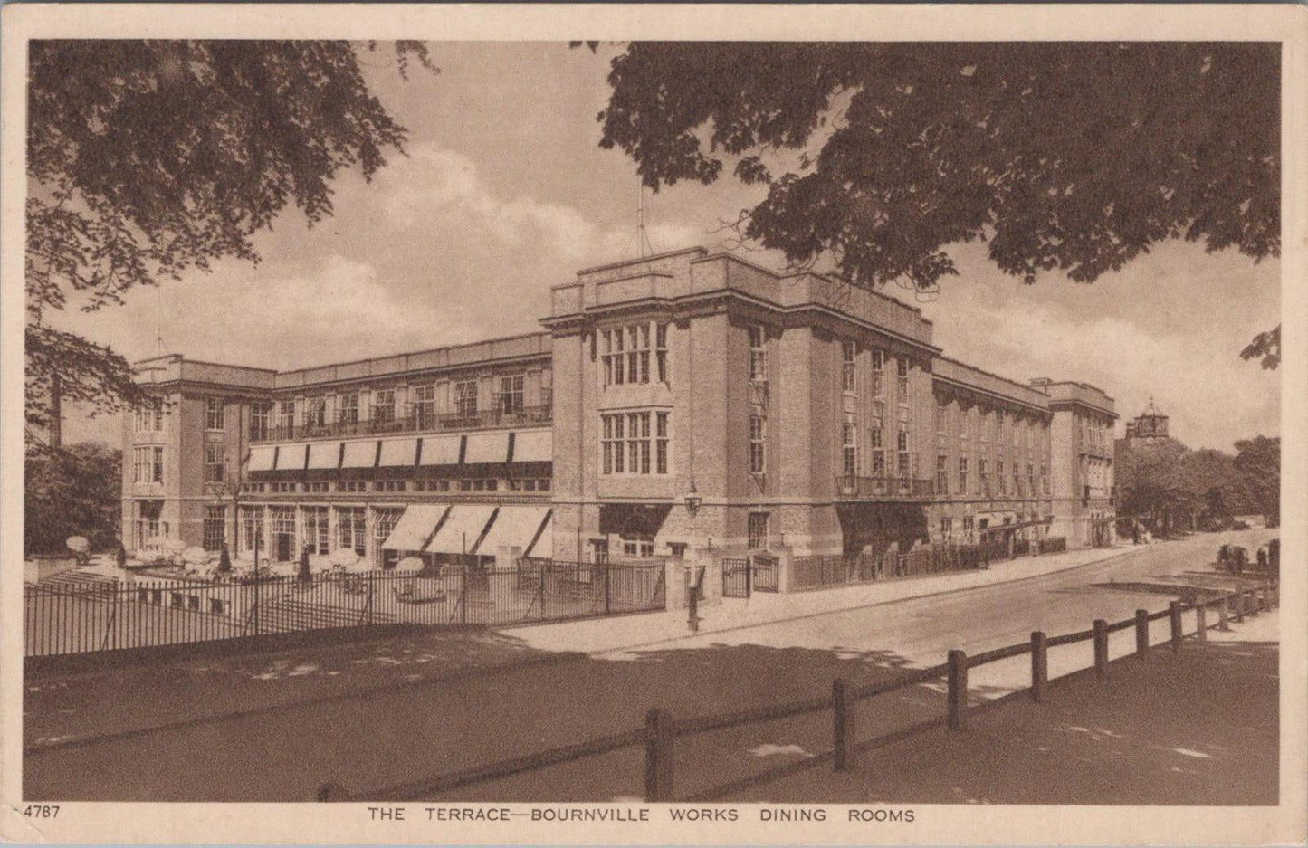 Warwickshire Postcard - The Terrace, Bournville Works Dining Rooms  XT819