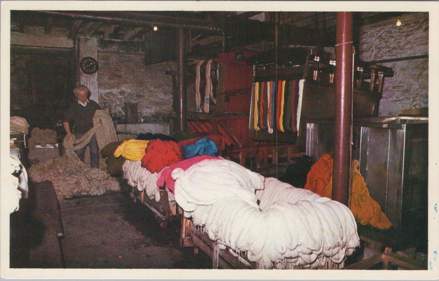 Wales Postcard - Dyeing at Trefriw Woollen Mills, Caernarfonshire  XT835