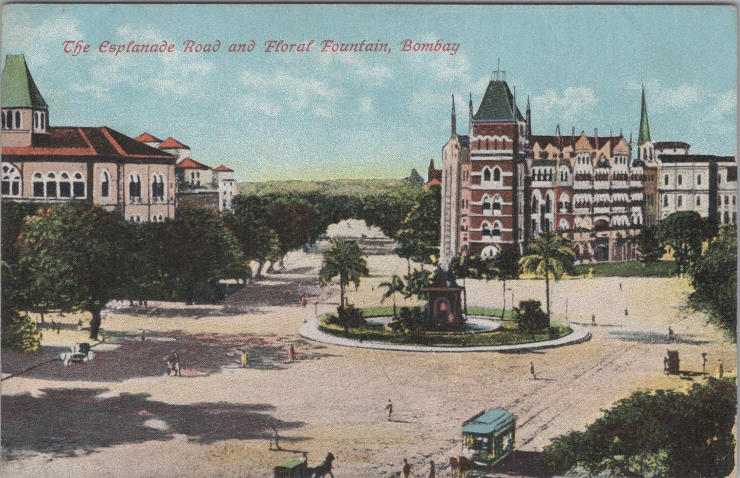 India Postcard - Bombay, The Esplanade Road and Floral Fountain  XT232