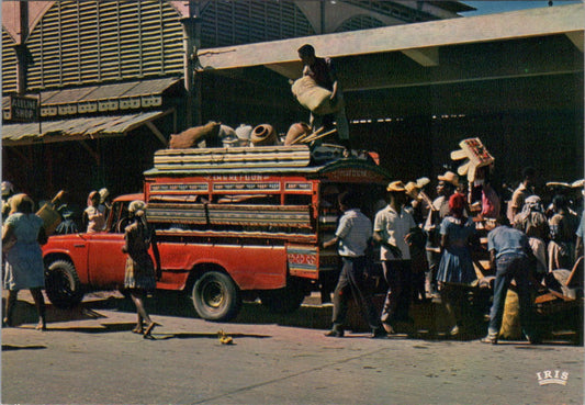 Haiti Postcard: Port-au-Prince. "Tap-Tap" Car at The Iron Market. c1970s XT1574