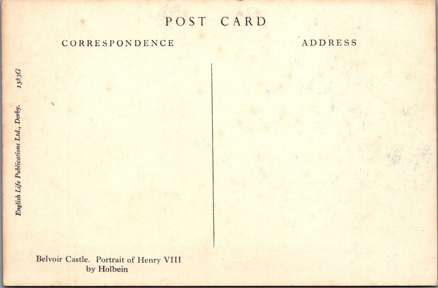Art Postcard: Belvoir Castle. Portrait of Henry VIII by Holbein XT1597