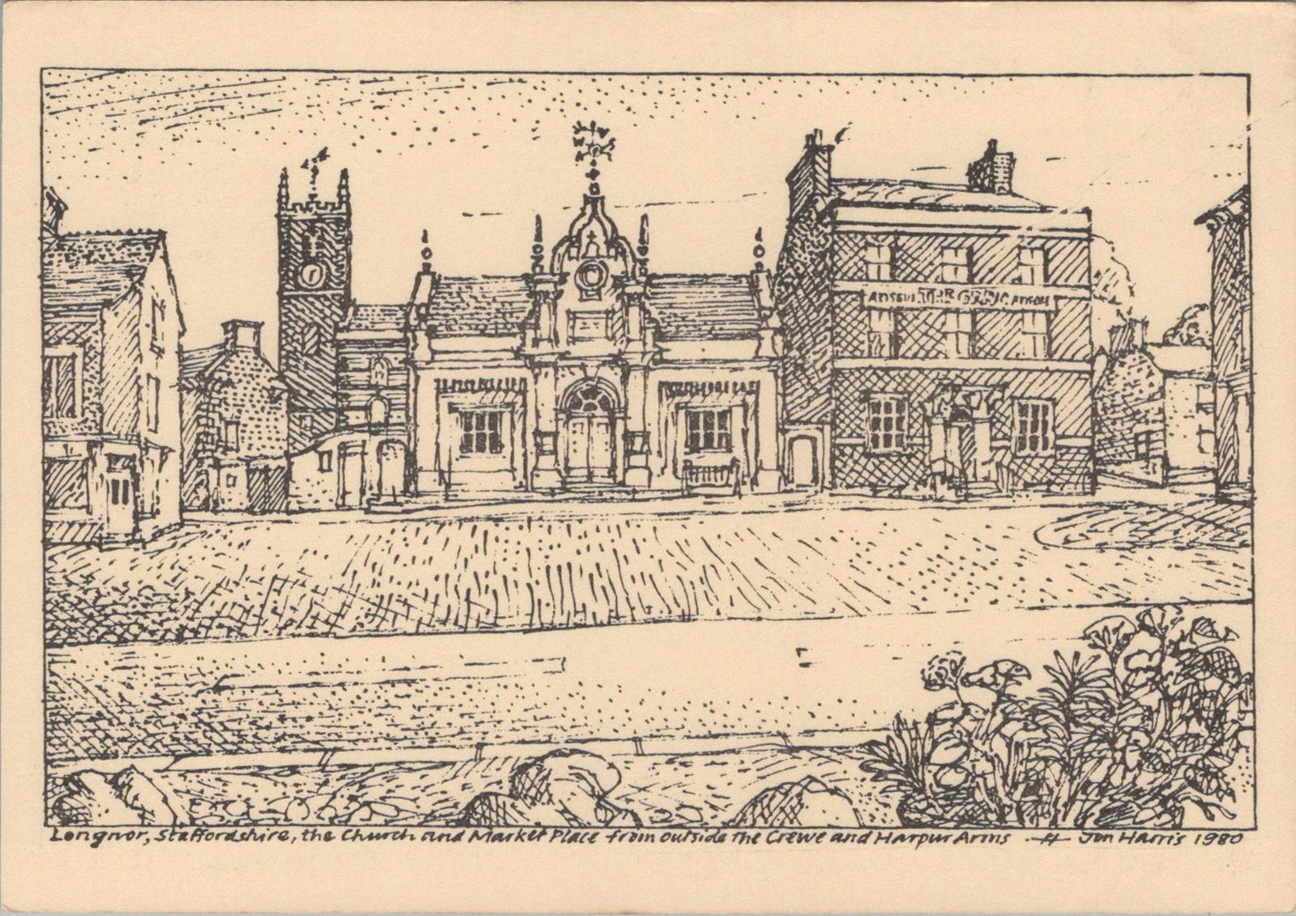 Staffordshire Postcard: Longnor, The Market Place, Artist Jon Harris XT1599