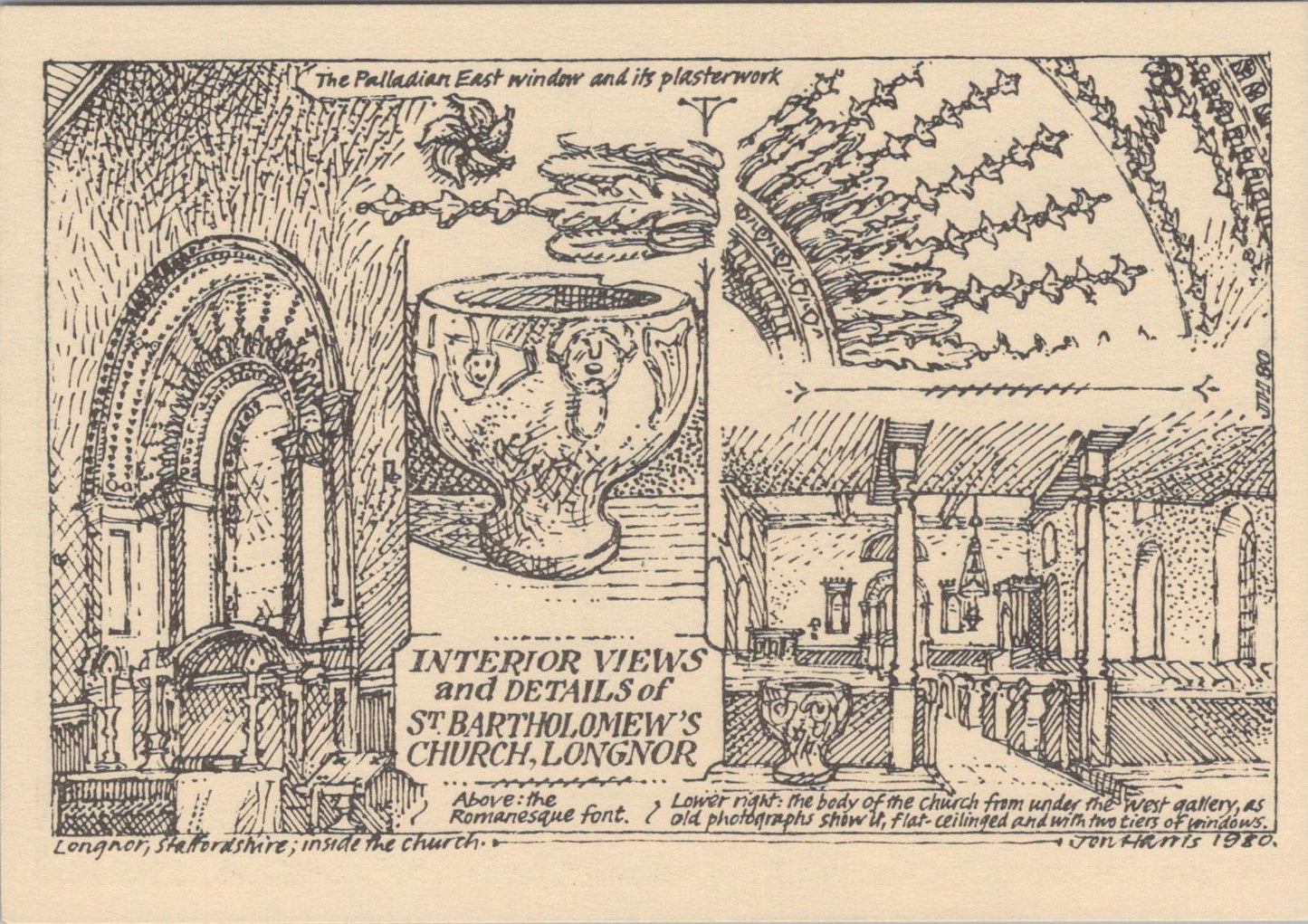 Staffordshire Postcard: Longnor, Inside The Church, Artist Jon Harris  XT1601