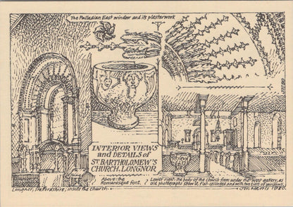 Staffordshire Postcard: Longnor, Inside The Church, Artist Jon Harris  XT1601