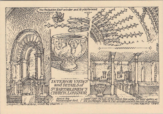 Staffordshire Postcard: Longnor, Inside The Church, Artist Jon Harris  XT1601