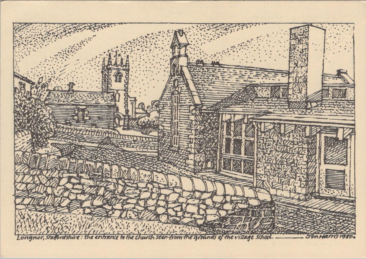 Staffordshire Postcard: Longnor, Entrance To The Church Artist Jon Harris XT1603
