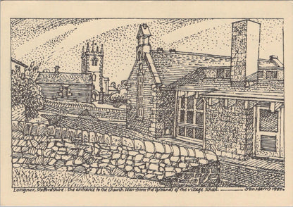 Staffordshire Postcard: Longnor, Entrance To The Church Artist Jon Harris XT1603