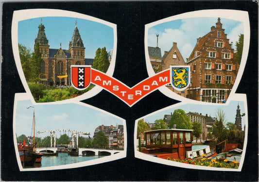 Netherlands Postcard: Amsterdam Multi-View, Rijksmuseum, Magere Brug XT1606
