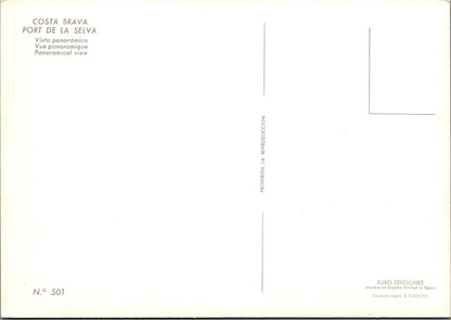 Spain Postcard: Costa Brava, Port De La Selva, Panoramical View, c.1960's XT1619
