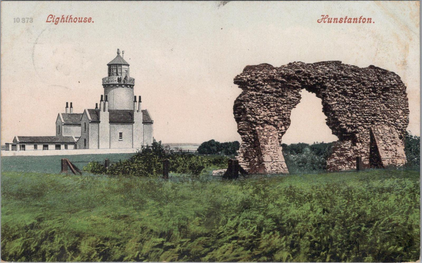 Norfolk Postcard: Hunstanton Lighthouse and St. Edmund's Ruins XT1675