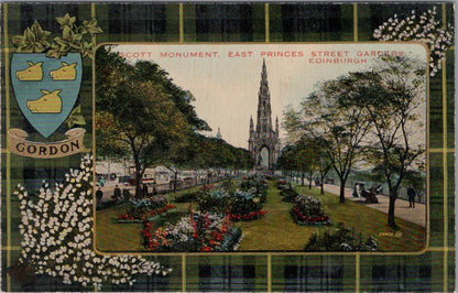 Scotland Postcard: Scott Monument, Edinburgh, Gordon Tartan Border XT1680