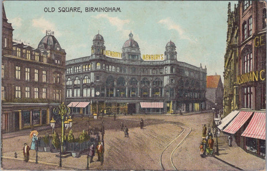 Warwickshire Postcard: Old Square Birmingham, Newburys Store XT1723