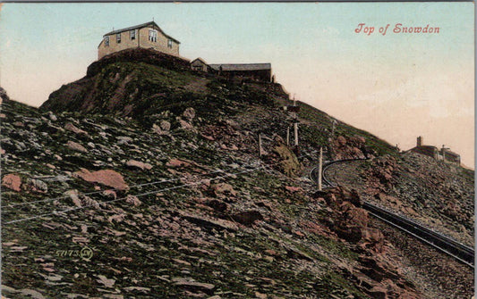 Wales Postcard: Top of Snowdon Summit & Railway, Caernarvonshire  XT1726