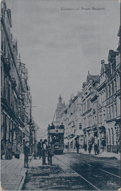 Wales Postcard: Commercial Street, Newport, Tram No. 10, Monmouthshire  XT1770