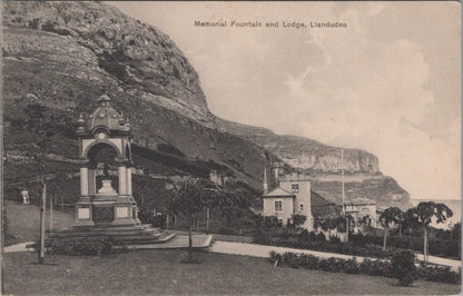 Wales Postcard: Memorial Fountain & Lodge, Llandudno, Caernarvonshire  XT1772