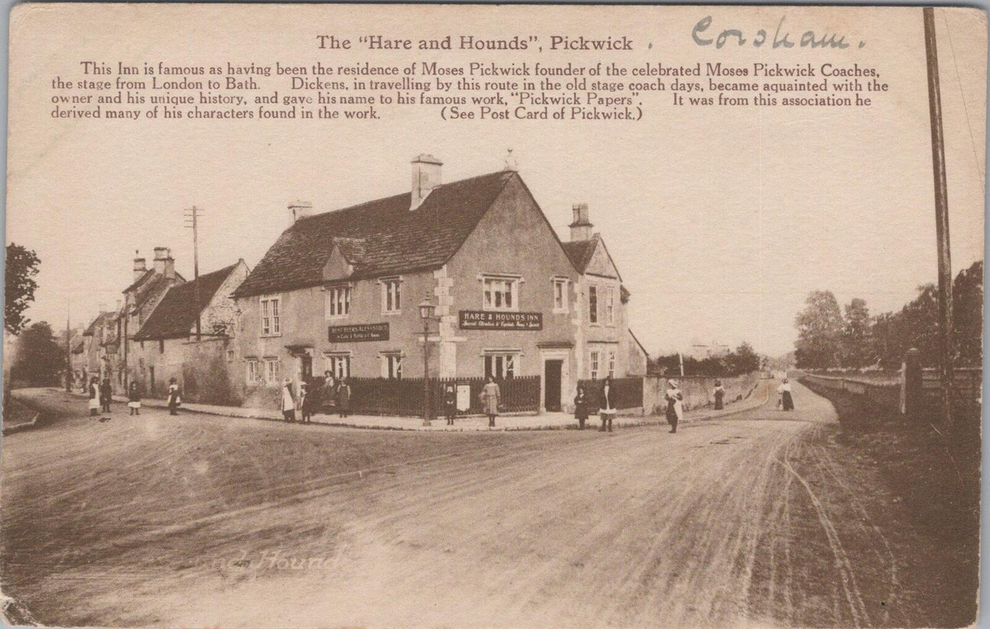 Wiltshire Postcard: The "Hare and Hounds", Pickwick, near Corsham XT1790