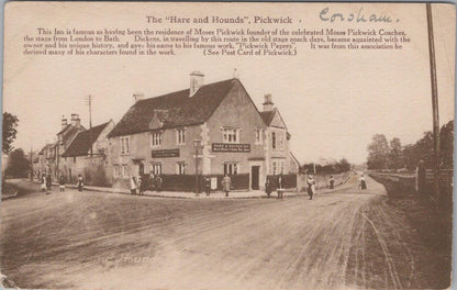 Wiltshire Postcard: The "Hare and Hounds", Pickwick, near Corsham XT1790