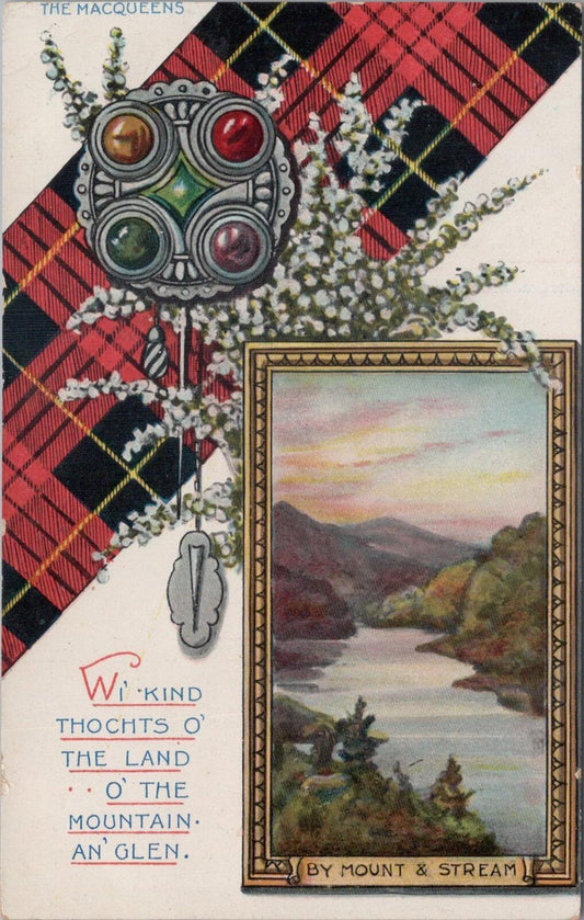 Scotland Postcard: Wi' Kind Thochts,MacQueen Tartan, Inverness-shire   XT1801