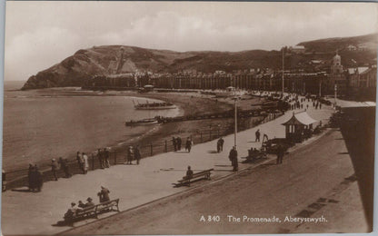 Wales Postcard: The Promenade, Aberystwyth, Cardiganshire, 1930s RP - XT1828