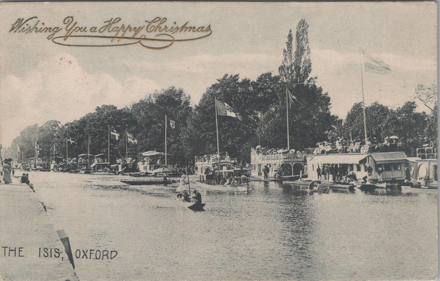 Oxfordshire Postcard: The Isis, Oxford. River Houseboats Punts XT1833