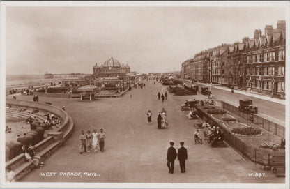 Wales Postcard: West Parade, Rhyl. Promenade Gardens, Cardiganshire XT1835