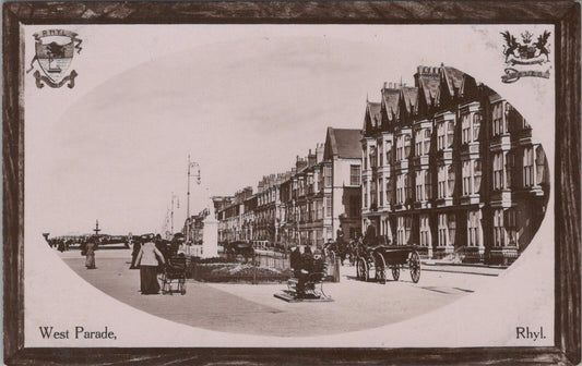 Wales Postcard: West Parade, Rhyl. Promenade Gardens, Cardiganshire XT1836