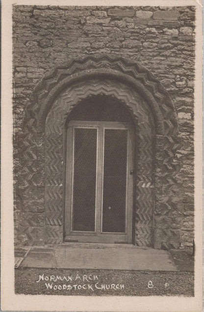 Oxfordshire Postcard: Norman Arch, Woodstock Church. Zig Zag Doorway XT1844