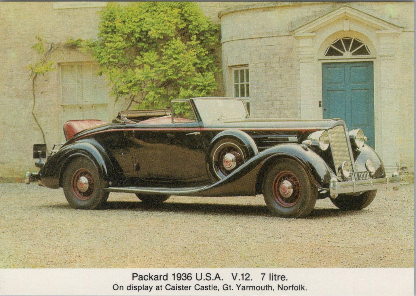 Norfolk Postcard: Packard Twelve 1936 Motor Car. Caister Castle Museum XT1869