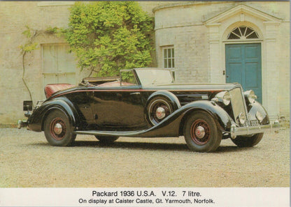 Norfolk Postcard: Packard Twelve 1936 Motor Car. Caister Castle Museum XT1869