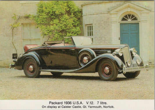 Norfolk Postcard: Packard Twelve 1936 Motor Car. Caister Castle Museum XT1869
