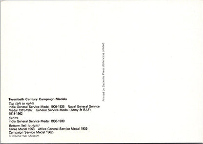Military Postcard: 20th Century British Campaign Medals & Ribbons Display XT1889