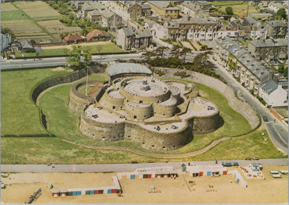 Kent Postcard Deal Castle Aerial Air View Tudor Fort Beach Huts Vintage XT2449