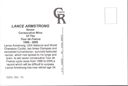 France Map Postcard: Lance Armstrong Tour de France Seven Wins 1999-2005 XT2464