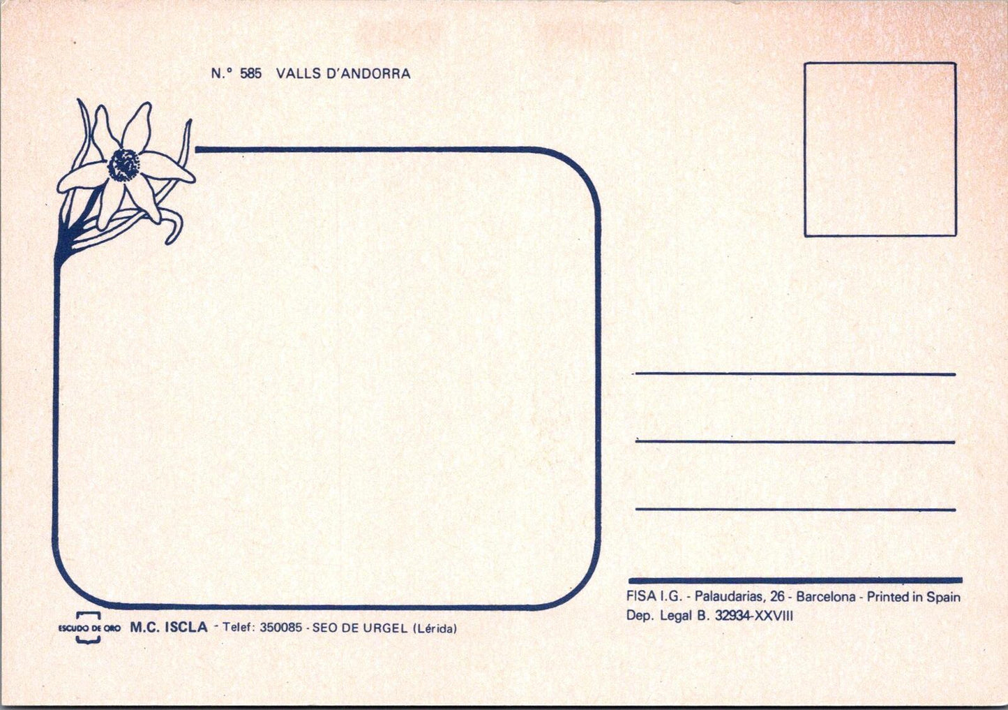 Andorra Map Postcard: Valls D'Andorra Multi-view Skiing Pyrenees Hiking XT2469