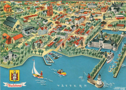 Sweden Postcard: Vadstena Vättern Slottet Abbey Castle Harry Lange XT2472