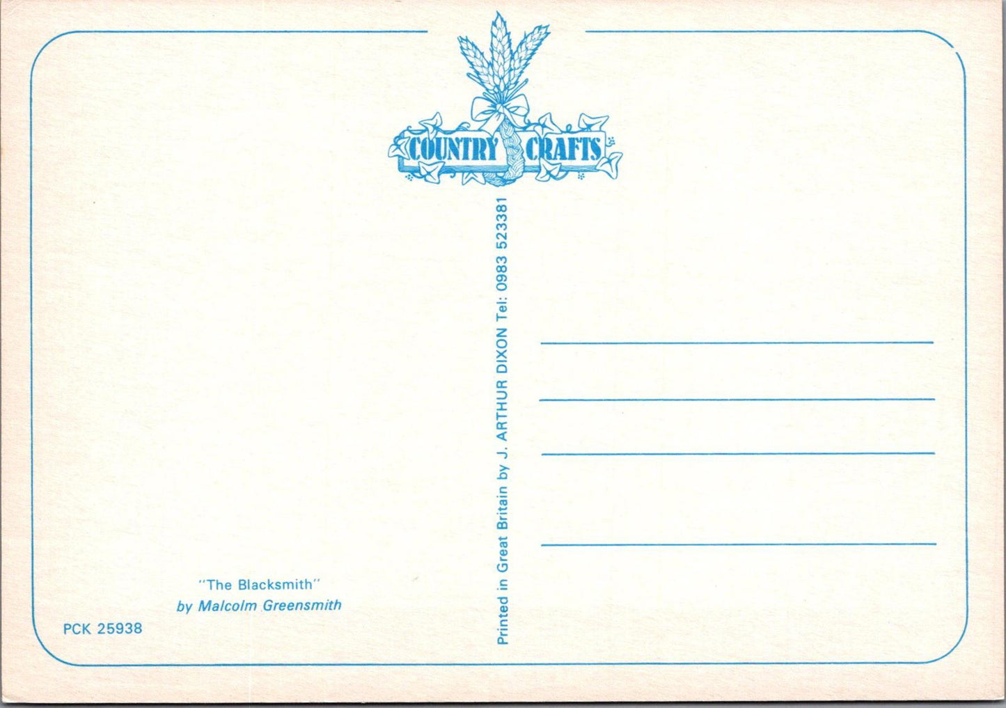 Occupations Postcard -Country Crafts, The Blacksmith, Malcolm Greensmith RR23320