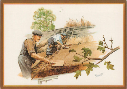 Occupations Postcard - Country Crafts, Thatching, Malcolm Greensmith RR23325