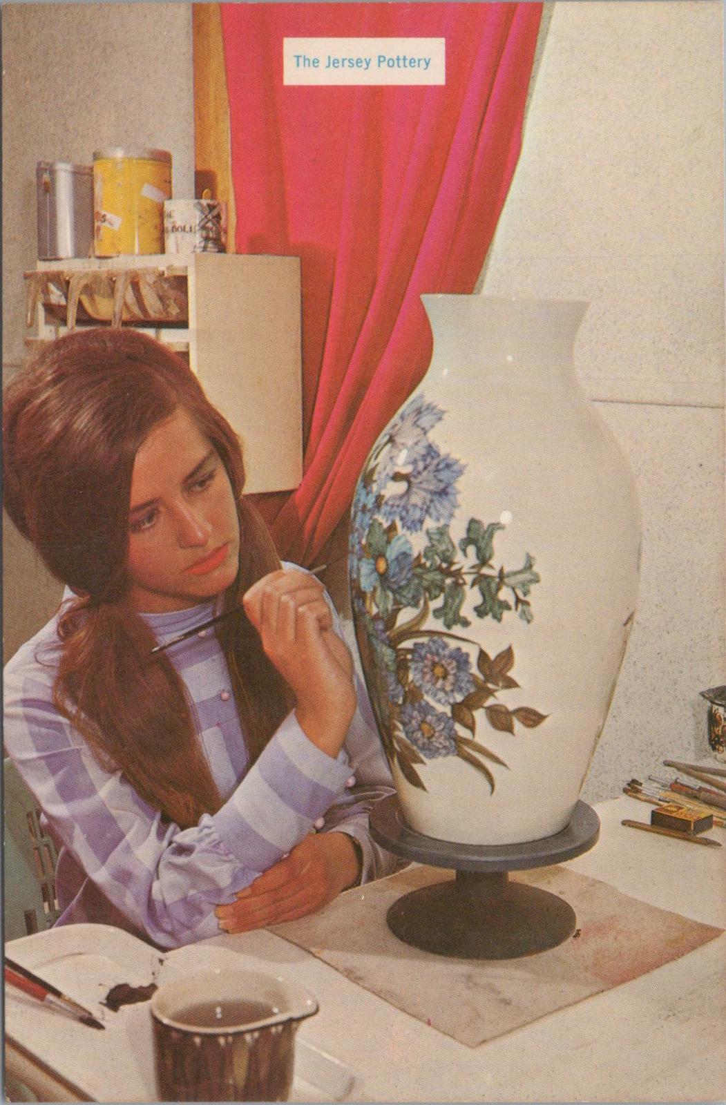 Occupations Postcard - Hand Painting at The Jersey Pottery  RR23331