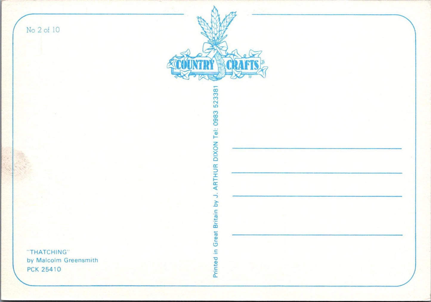 Occupations Postcard - Thatching, Artist Malcolm Greensmith RR23337