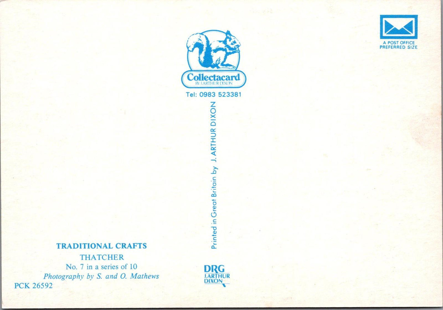 Occupations Postcard - Traditional Crafts, The Thatcher  RR23340