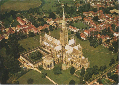 Wiltshire Postcard - Aerial View of Salisbury Cathedral  RR23344