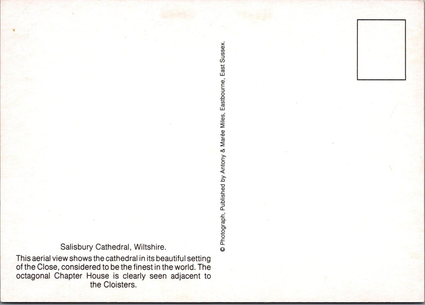 Wiltshire Postcard - Aerial View of Salisbury Cathedral  RR23344