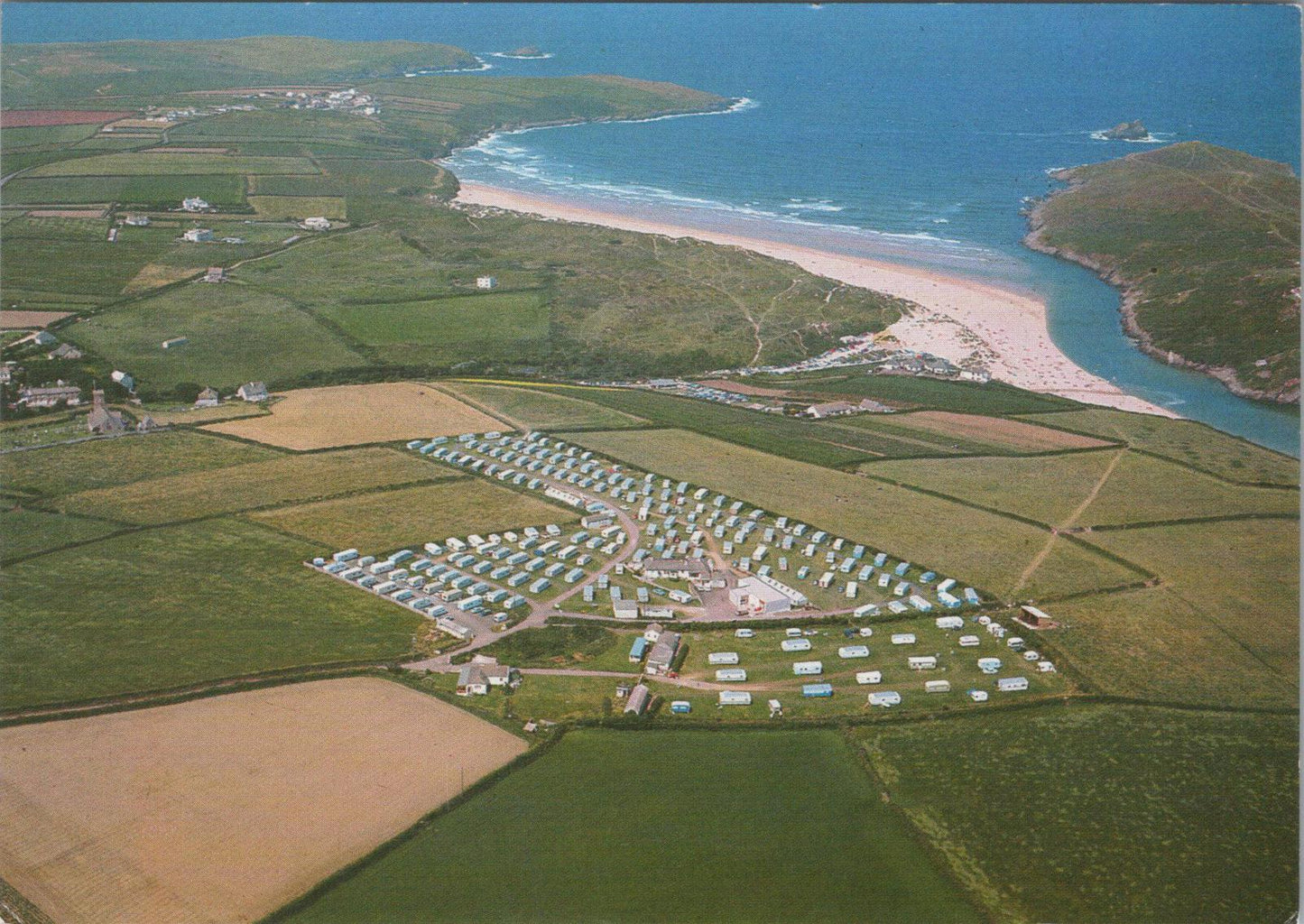 Cornwall Postcard - Aerial View of Beacon Caravan Park, Crantock  RR23345