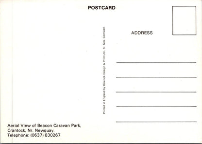 Cornwall Postcard - Aerial View of Beacon Caravan Park, Crantock  RR23345